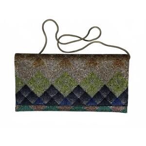 NEW SONDRA ROBERTS claire clutch in multi colored crystal